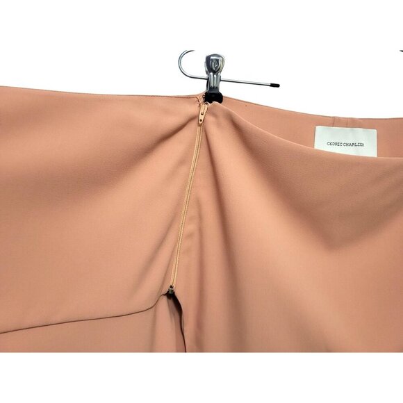 Cedric Charlier Asymmetrical Wrap Midi Skirt Peach Beige Designer Italy - Picture 10 of 15